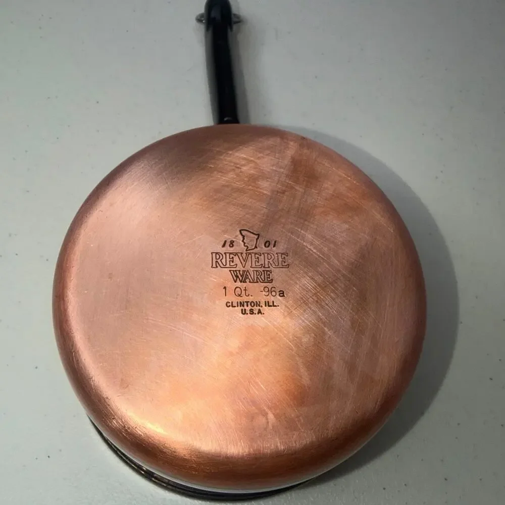 Revere Ware Copper Bottom 1 Qt Saucepan 1801 Stainless Steel USA Pot